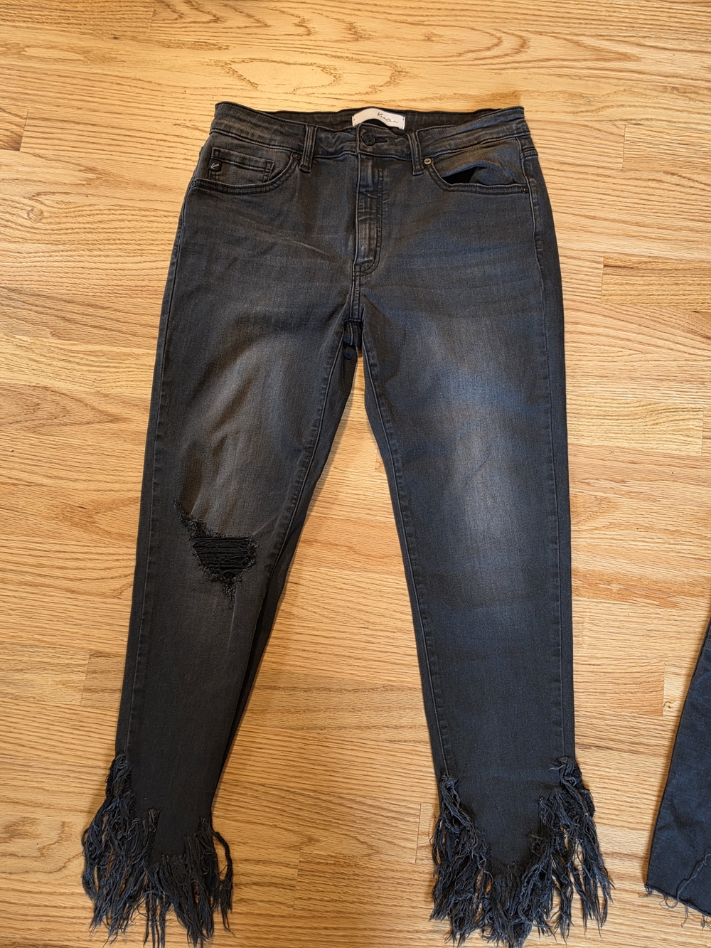 Kancan Black Fringe Hem Jeans (30)